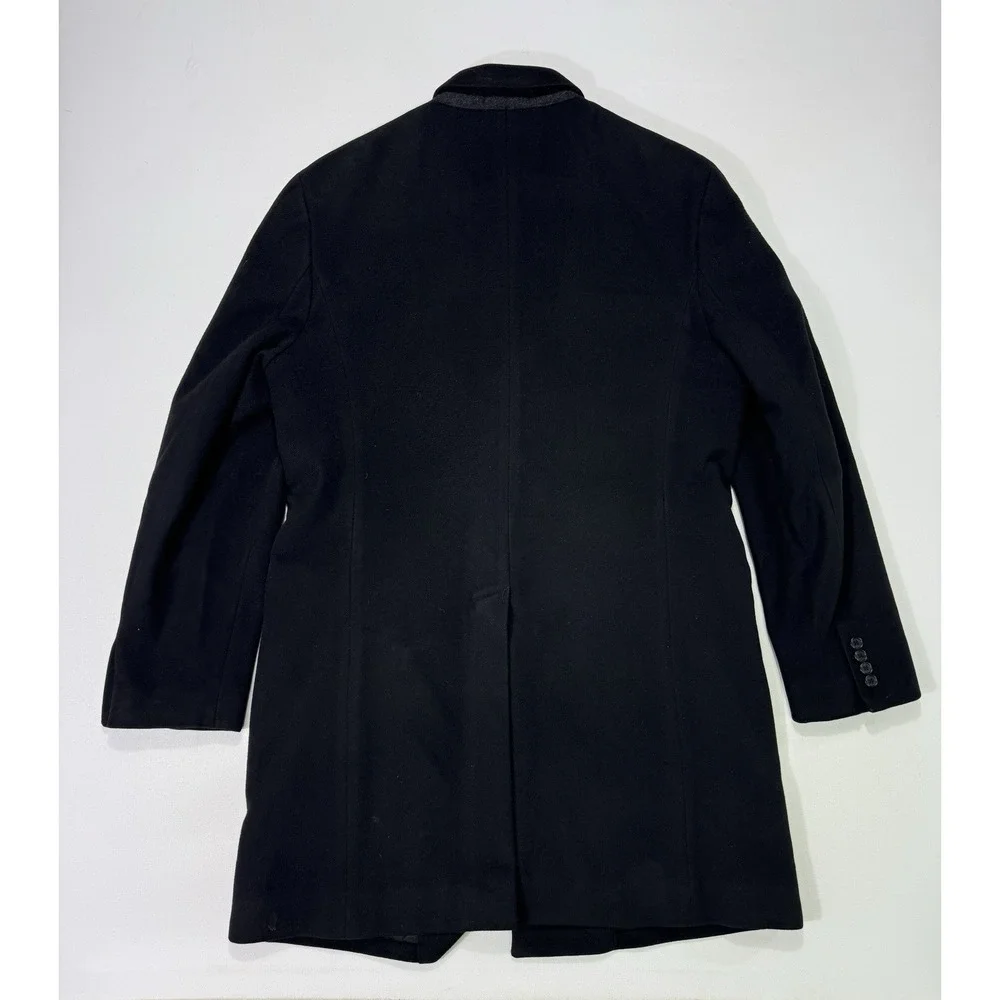 J Crew Mayfair Topcoat Mens Large Black Wool Cashmere Quilted Overcoat 17935 L